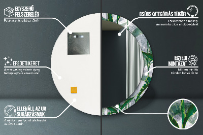 Miroir rond cadre imprimé Feuilles tropicales