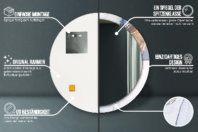 Miroir rond cadre imprimé Art fluide abstrait