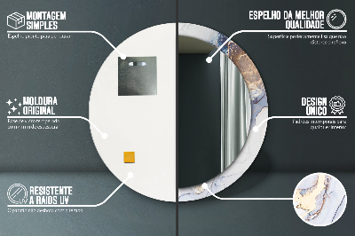 Miroir rond cadre imprimé Art fluide abstrait