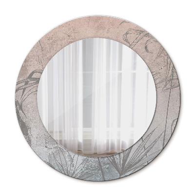 Miroir rond cadre avec impression Fleurs tropicales