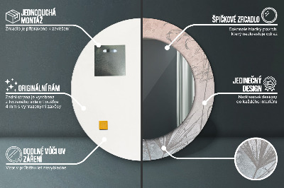 Miroir rond cadre avec impression Fleurs tropicales