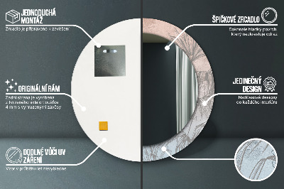 Miroir rond cadre avec impression Fleurs tropicales