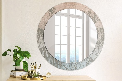 Miroir rond cadre avec impression Fleurs tropicales