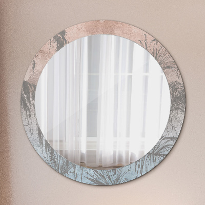 Miroir rond cadre avec impression Fleurs tropicales