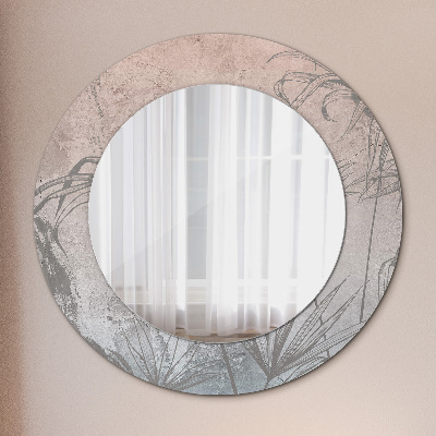 Miroir rond cadre avec impression Fleurs tropicales