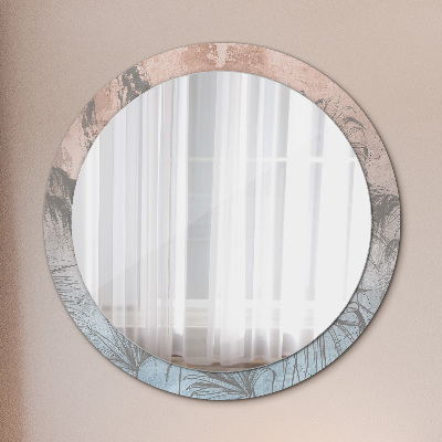 Miroir rond cadre avec impression Fleurs tropicales