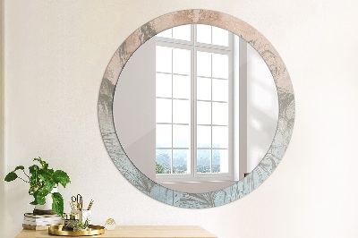 Miroir rond cadre avec impression Fleurs tropicales