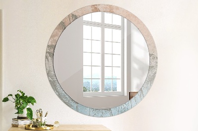 Miroir rond cadre avec impression Fleurs tropicales