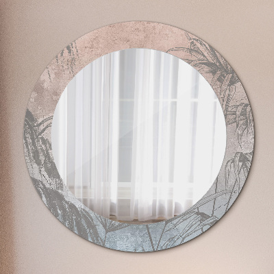 Miroir rond cadre avec impression Fleurs tropicales