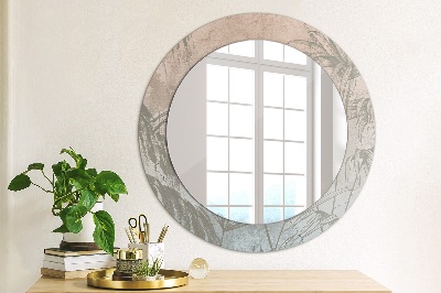 Miroir rond cadre avec impression Fleurs tropicales