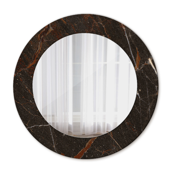 Miroir rond cadre avec impression Marbre brun