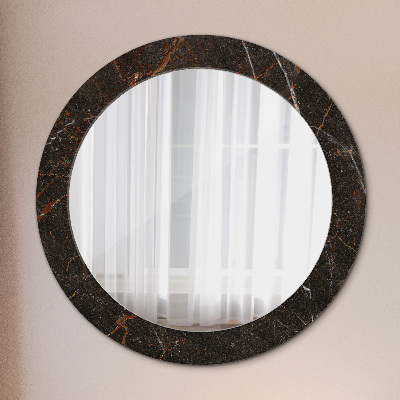 Miroir rond cadre avec impression Marbre brun