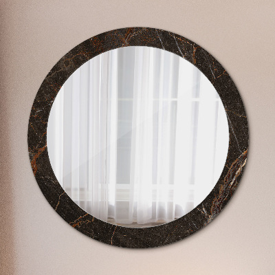 Miroir rond cadre avec impression Marbre brun