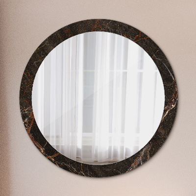 Miroir rond cadre avec impression Marbre brun