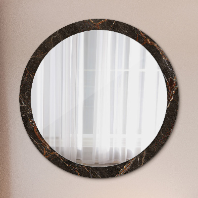 Miroir rond cadre avec impression Marbre brun