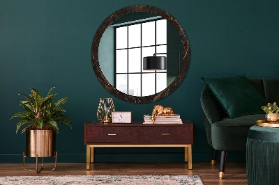 Miroir rond cadre avec impression Marbre brun