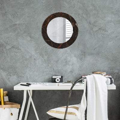 Miroir rond cadre avec impression Marbre brun