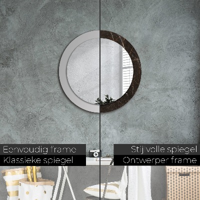 Miroir rond cadre avec impression Marbre brun