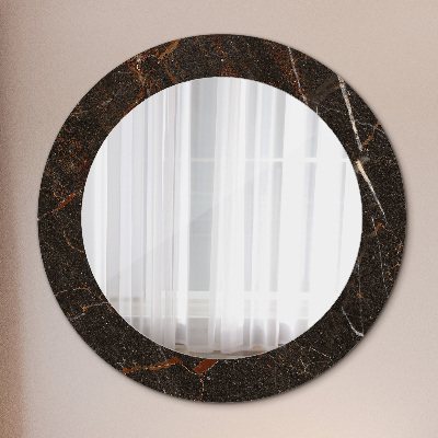 Miroir rond cadre avec impression Marbre brun