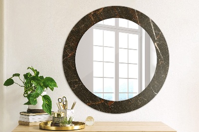 Miroir rond cadre avec impression Marbre brun