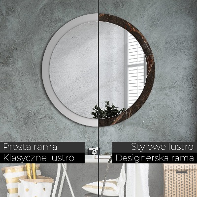 Miroir rond cadre avec impression Marbre brun