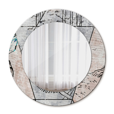 Miroir rond cadre avec impression Animaux abstraits