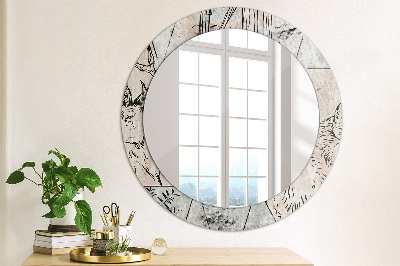 Miroir rond cadre avec impression Animaux abstraits