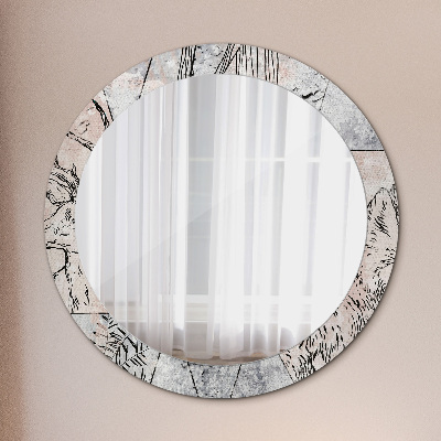 Miroir rond cadre avec impression Animaux abstraits