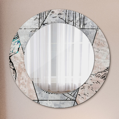 Miroir rond cadre avec impression Animaux abstraits