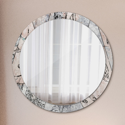 Miroir rond cadre avec impression Animaux abstraits