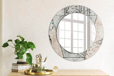 Miroir rond cadre avec impression Animaux abstraits