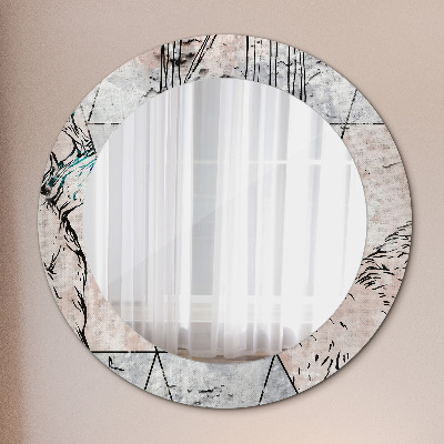 Miroir rond cadre avec impression Animaux abstraits