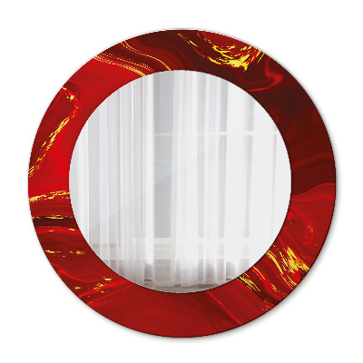 Miroir rond avec décoration Marbre rouge