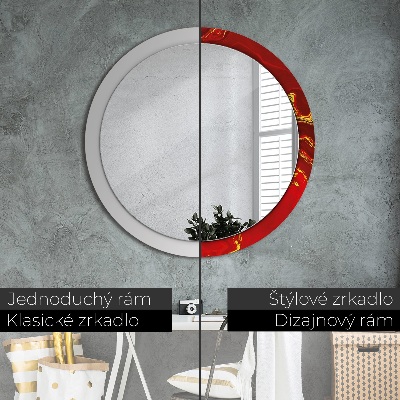 Miroir rond avec décoration Marbre rouge