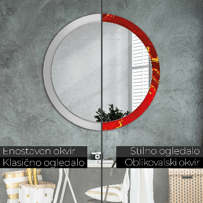 Miroir rond avec décoration Marbre rouge