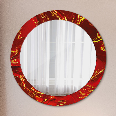 Miroir rond avec décoration Marbre rouge