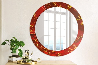 Miroir rond avec décoration Marbre rouge