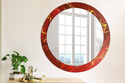 Miroir rond avec décoration Marbre rouge