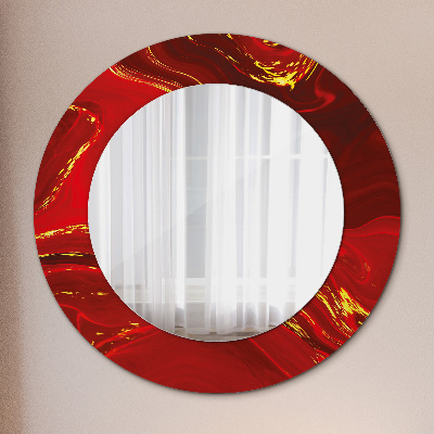 Miroir rond avec décoration Marbre rouge