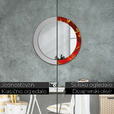 Miroir rond avec décoration Marbre rouge