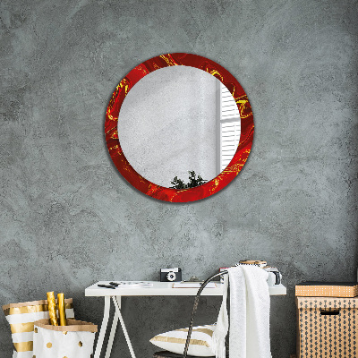 Miroir rond avec décoration Marbre rouge