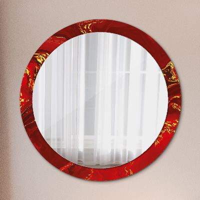 Miroir rond avec décoration Marbre rouge