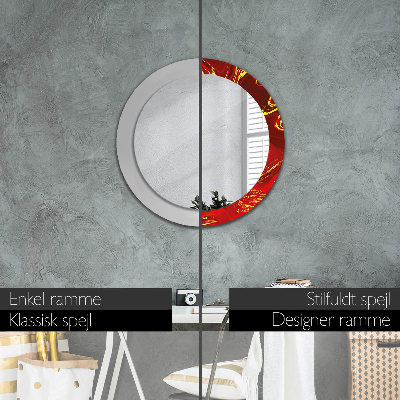 Miroir rond avec décoration Marbre rouge