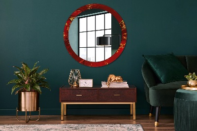 Miroir rond avec décoration Marbre rouge