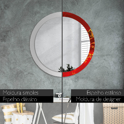 Miroir rond avec décoration Marbre rouge