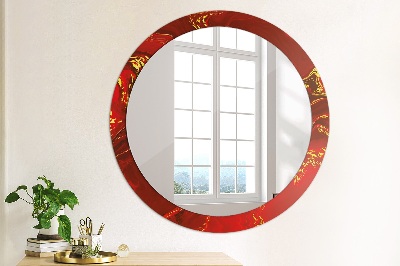 Miroir rond avec décoration Marbre rouge