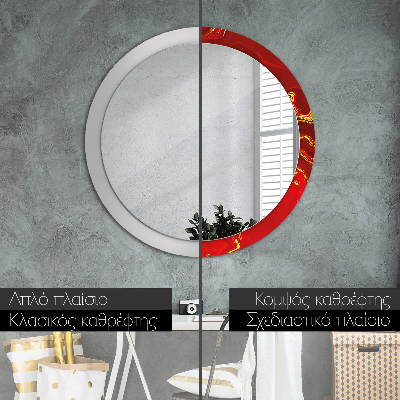 Miroir rond avec décoration Marbre rouge