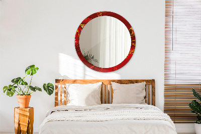 Miroir rond avec décoration Marbre rouge