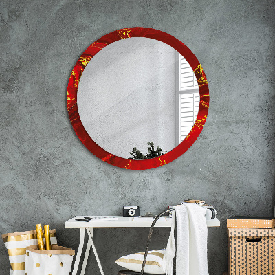 Miroir rond avec décoration Marbre rouge