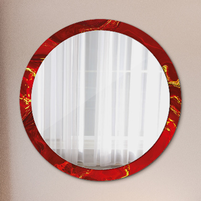 Miroir rond avec décoration Marbre rouge